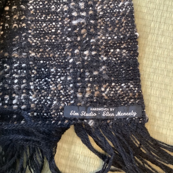 Scarf Handwoven by Elm Studio - Ellen Meneely Black Gray Brown Fall Accessory - Picture 2 of 4